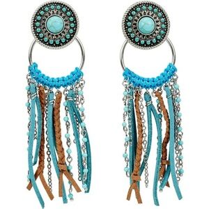 Justin Women's Concho Earrings with Fringe